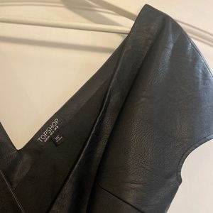 Topshop faux leather wrap dress